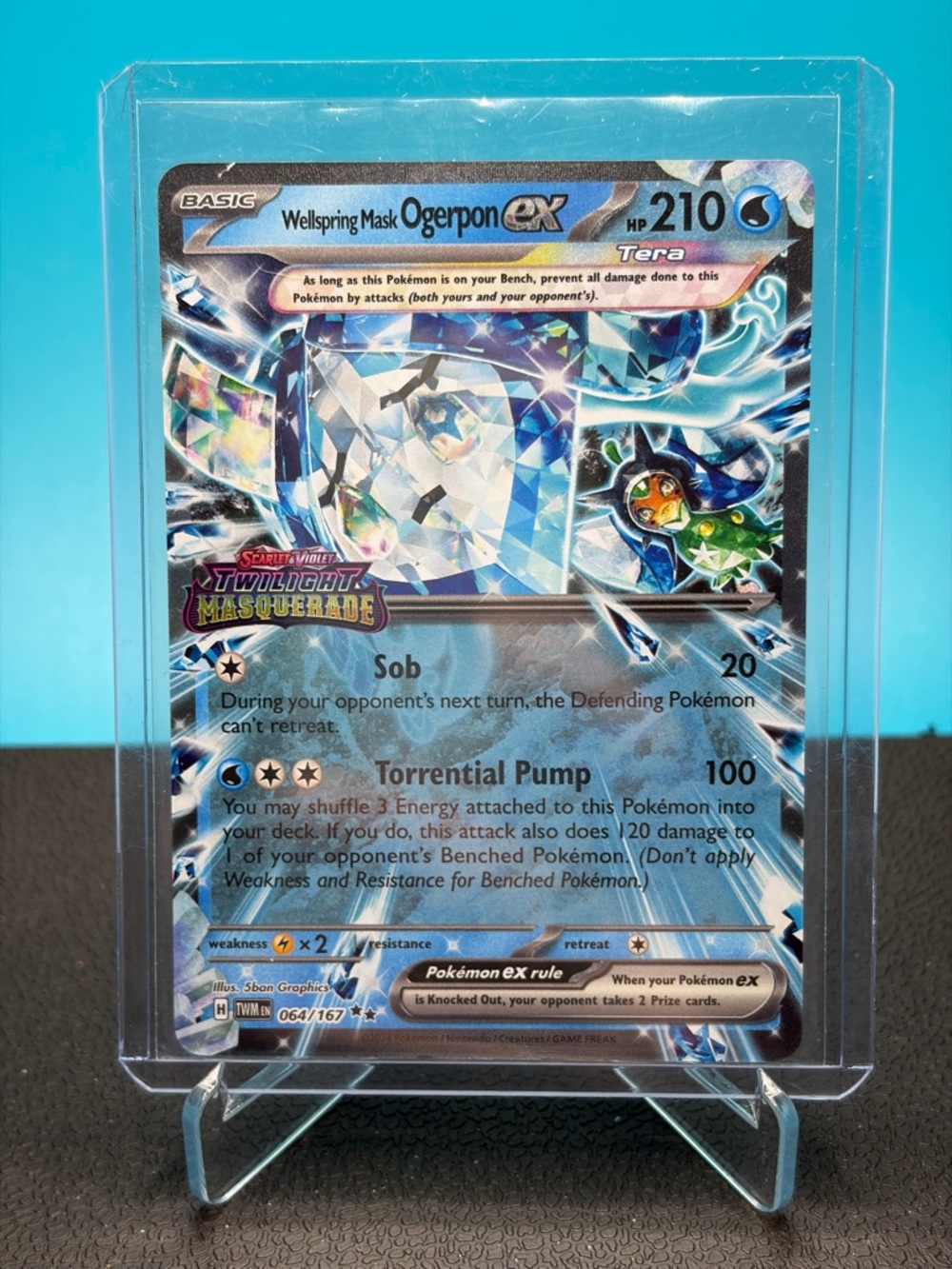 Stamped Pokemon Ogerpon ex Holo Foil Trading Card
